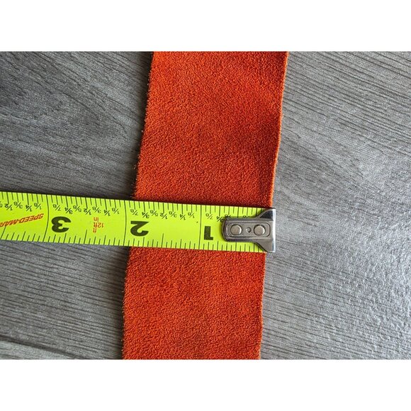 Kim Craftsman Orange Suede Belt With Fringe & Brass D-Ring Buckle - Picture 10 of 10